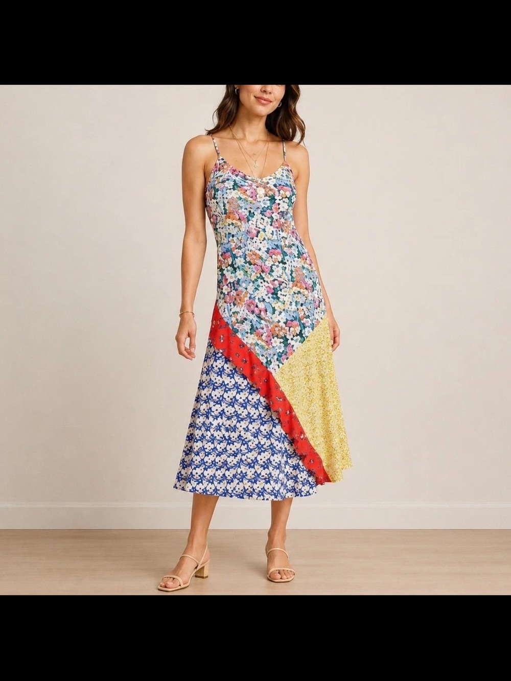 Conversations by Anthropologie Colloquial Bias Patchwork Dress - Multi Floral - Picture 2 of 10